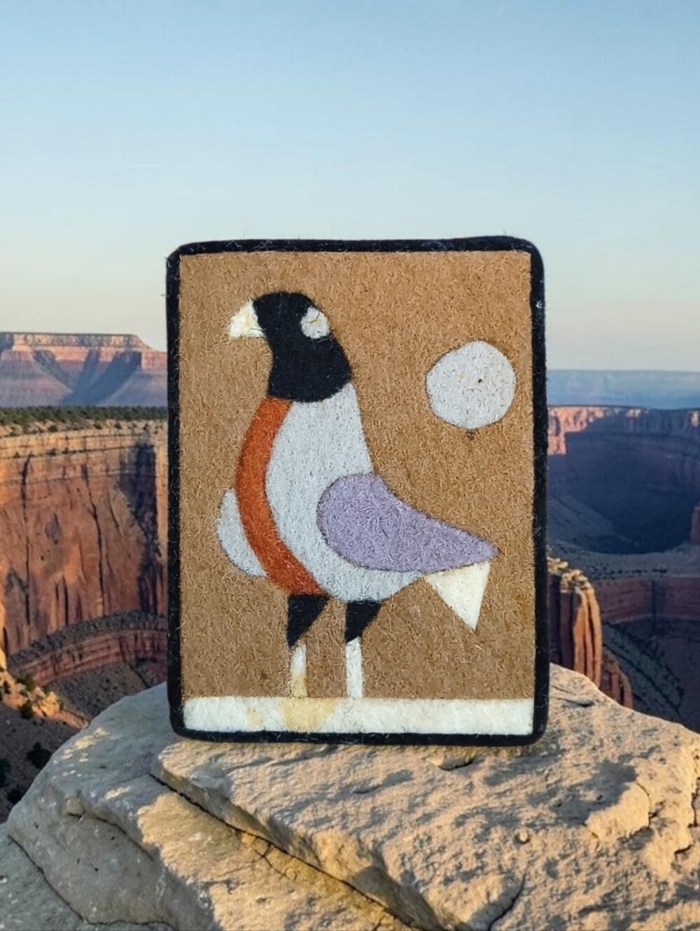 Vtg Handcrafted Felt Bird Mini Portrait Brooch